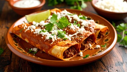 Delicious Beef Enchiladas with Mexican Food. (1)