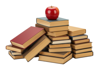 Creative learning environment stacked books with studio setting still life educational concept isolated on transparent background