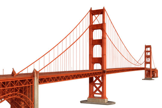 Golden Gate Bridge model on transparent background connecting San Francisco and Marin County
