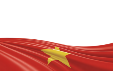 the Vietnamese flag, gracefully waving with its golden star on a red field