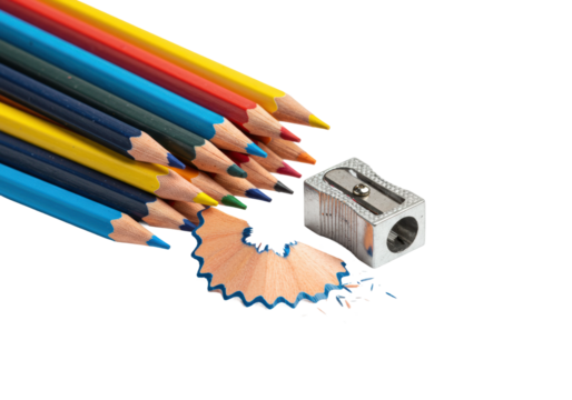 Sharpening colored pencils art studio creative environment top artistic expression isolated on transparent background
