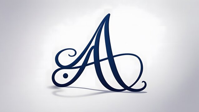 Elegant calligraphic letter 'A' design with graceful flowing lines and decorative flourishes. Sophisticated monogram concept, perfect for premium branding, luxurious logos, and personalized typography