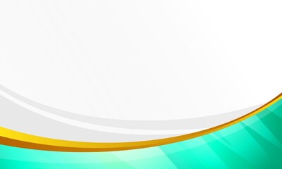 Dynamic Teal Green and Yellow Abstract Wave Border Background with Clean White Space