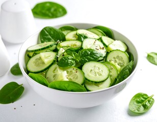 Fresh Cucumber Spinach Salad Bowl. (6)