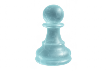 Glass pawn standing on transparent background, business and strategy concept