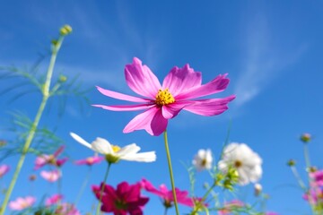 青空に映えるコスモス