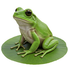 Obraz premium A cute, colorful tree frog with big green eyes is isolated on a white background