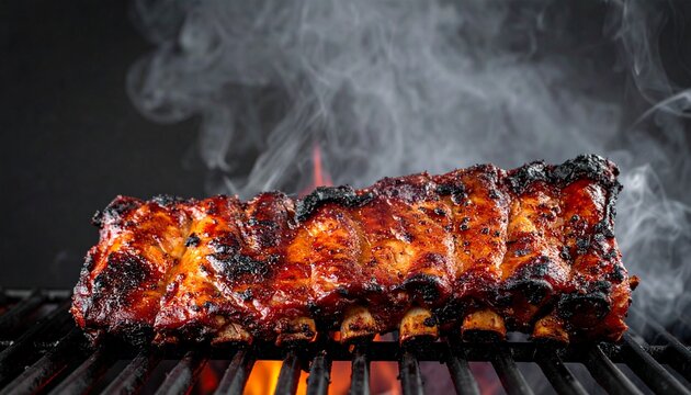 Smoked BBQ Ribs with Fire, A Culinary Experience of Delicious BBQ Ribs 