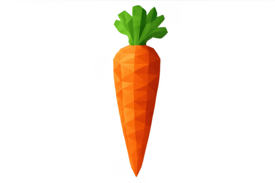 Polygonal carrot with transparent background representing healthy eating habits