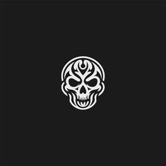 Abstract skull logo in bold and modern minimalist style.