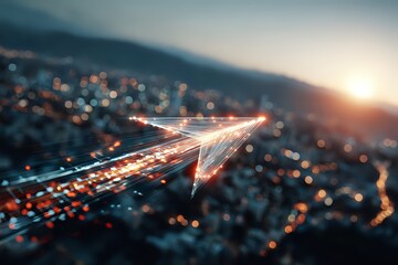 Silver Arrow Piercing Data Stream City