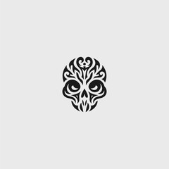 Abstract skull logo in bold and modern minimalist style.