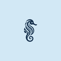 Abstract seahorse logo in elegant and simple minimalist design.
