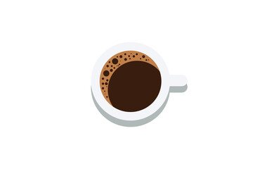 Minimalist Vector Illustration of a Coffee Cup in Top View