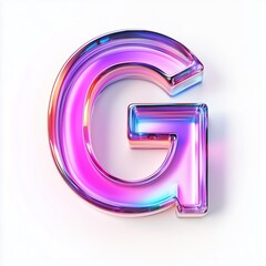 Font G neon alphabet light for decoration, children learning, isolated white