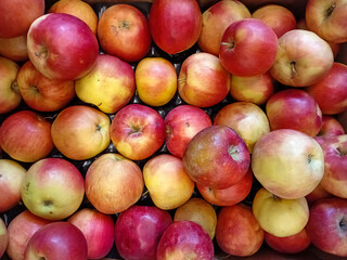 Red apples in a market