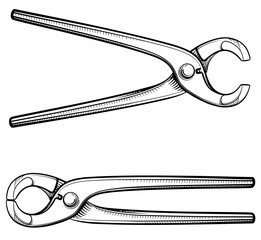 Carpenter's pincers on a white background. Vector illustration of the tool.