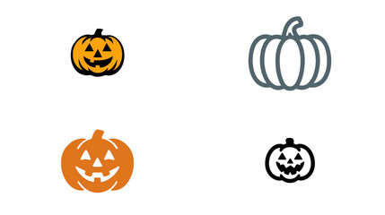 Collection of Colorful Pumpkin Illustrations for Halloween Festivities