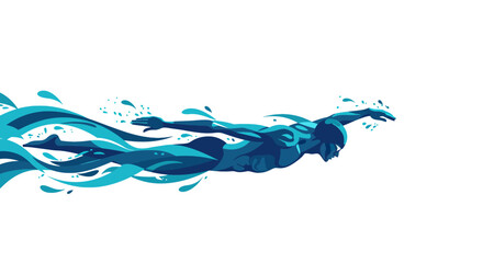 Dynamic Swimmer in Freestyle Style with Water Splashing
