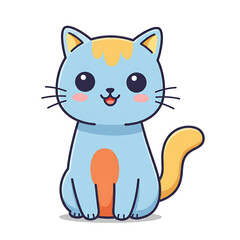 Obraz premium Cute and happy domestic cartoon kitten and dog animal pets having fun with colorful fun drawing illustration vector art design