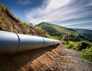close up pipe emerging from hillside