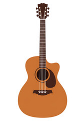 Obraz premium A classical wooden acoustic guitar with strings, a musical instrument isolated on a white background