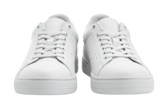 Stylish white sneakers for casual wear urban setting product minimalist front fashion statement isolated on transparent background