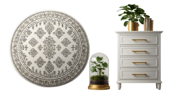 Elegant Home Decor Items on Transparent Background with Isolated Objects