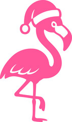 Flamingo in Santa Hat