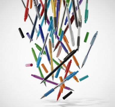 colored pencils on white background