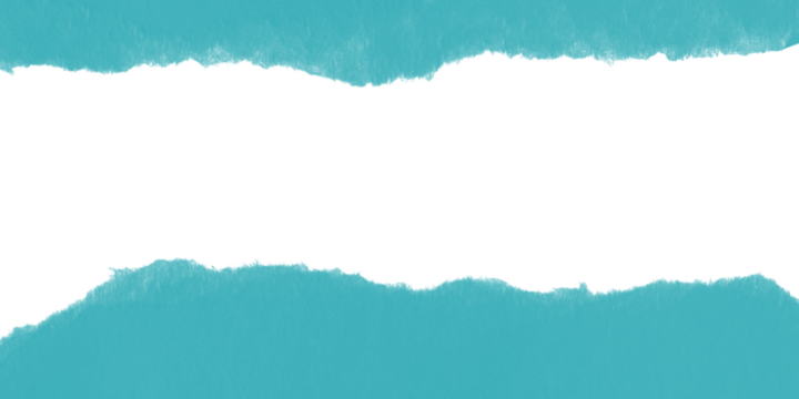 A black background framed by irregular teal bands at the top and bottom of the image space