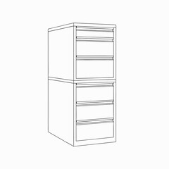 Conceptual depiction of stacked filing cabinets suggesting organized information storage in a minimalist style