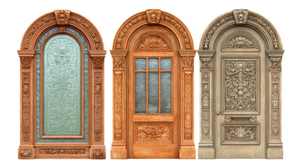 Obraz premium Ornate Decorative Doors Collection on Transparent Background