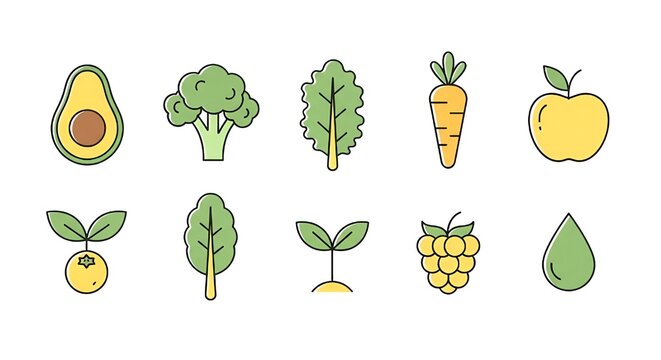 Healthy Nutrition Infographic Icons &ndash; Minimalist Pastel Food Vector Pack
