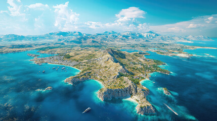 Obraz premium A vibrant digital map featuring Greece and its islands