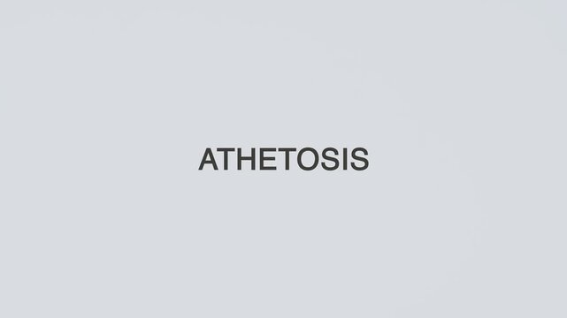 Athetosis diagnosed with a hand holding a stethoscope on a white background, highlighting neurological health, motor assessment, medical evaluation, and patient care