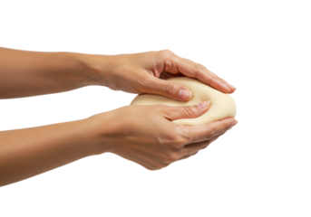 Kneading dough for artisan bread kitchen cooking tutorial indoor baking techniques isolated on transparent background