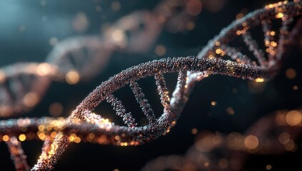 3D DNA helix with glowing particles