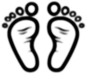 Digital halftone illustration of black footprints