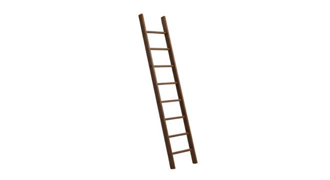Wooden ladder isolated on PNG background.