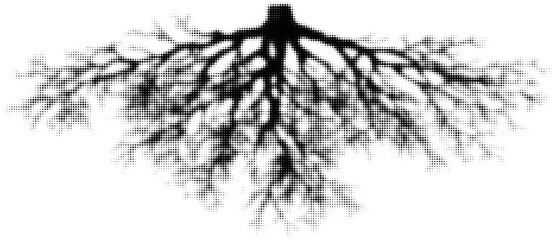 Abstract black tree root pattern against, graphic illustration