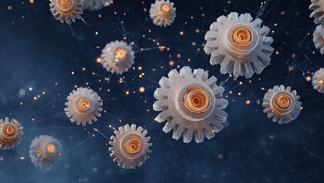 Abstract digital illustration of interconnected gears