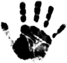Black dot pattern handprint with artistic texture
