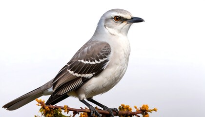 Obraz premium Close-up of a northern mockingbird perched on a branch.