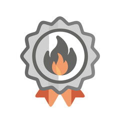 Premium Quality Badge with Flame Icon for Award or Certification Design