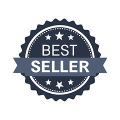 Best Seller Badge Vector Illustration, Promotional Seal with Stars and Ribbon Graphic