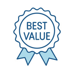 Simple Blue Best Value Icon on Black Background for Product and Service Promotion