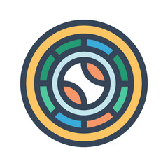 Stylized Graphic of Circular Motif with Segmented Colors, Abstract Design Element, Flat Style