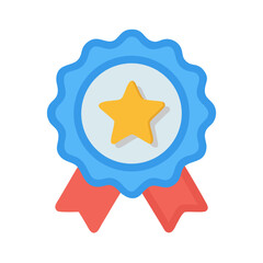 Award badge with golden star for achievement, recognition, or quality on a dark background