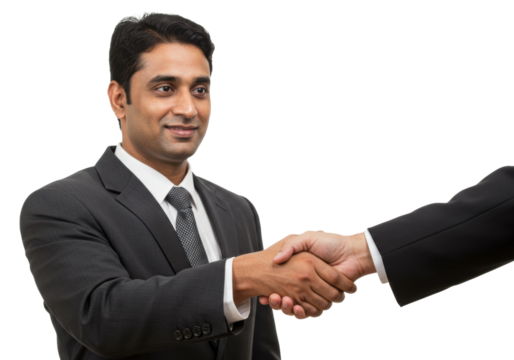 Business networking event corporate office professional handshake formal environment relationship building isolated on transparent background